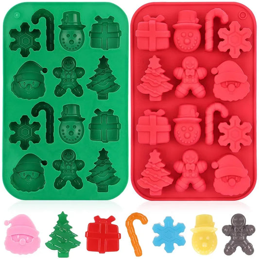 Christmas Silicone Chocolate & Candy Baking Molds – Snowflake, Snowman, Santa, Xmas Tree & Gingerbread Man Peaceful Pleasures Health and Wellness 1pcs Red