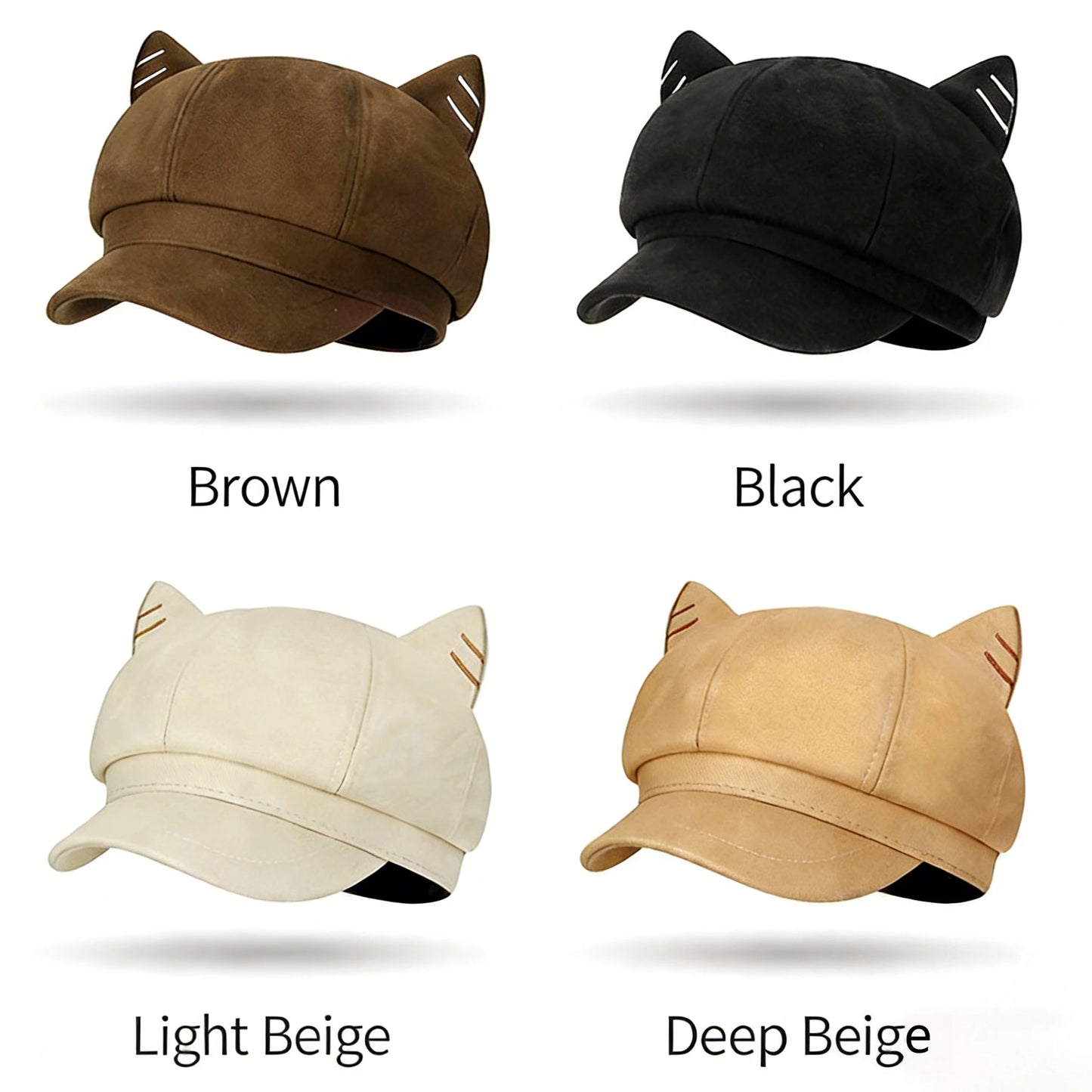 Fashion Beret Hat for Women, Cat Ear Painter Cap Solid Color Retro Octagonal Hat for Spring Autumn Casual Daily Outfits Peaceful Pleasures Health and Wellness