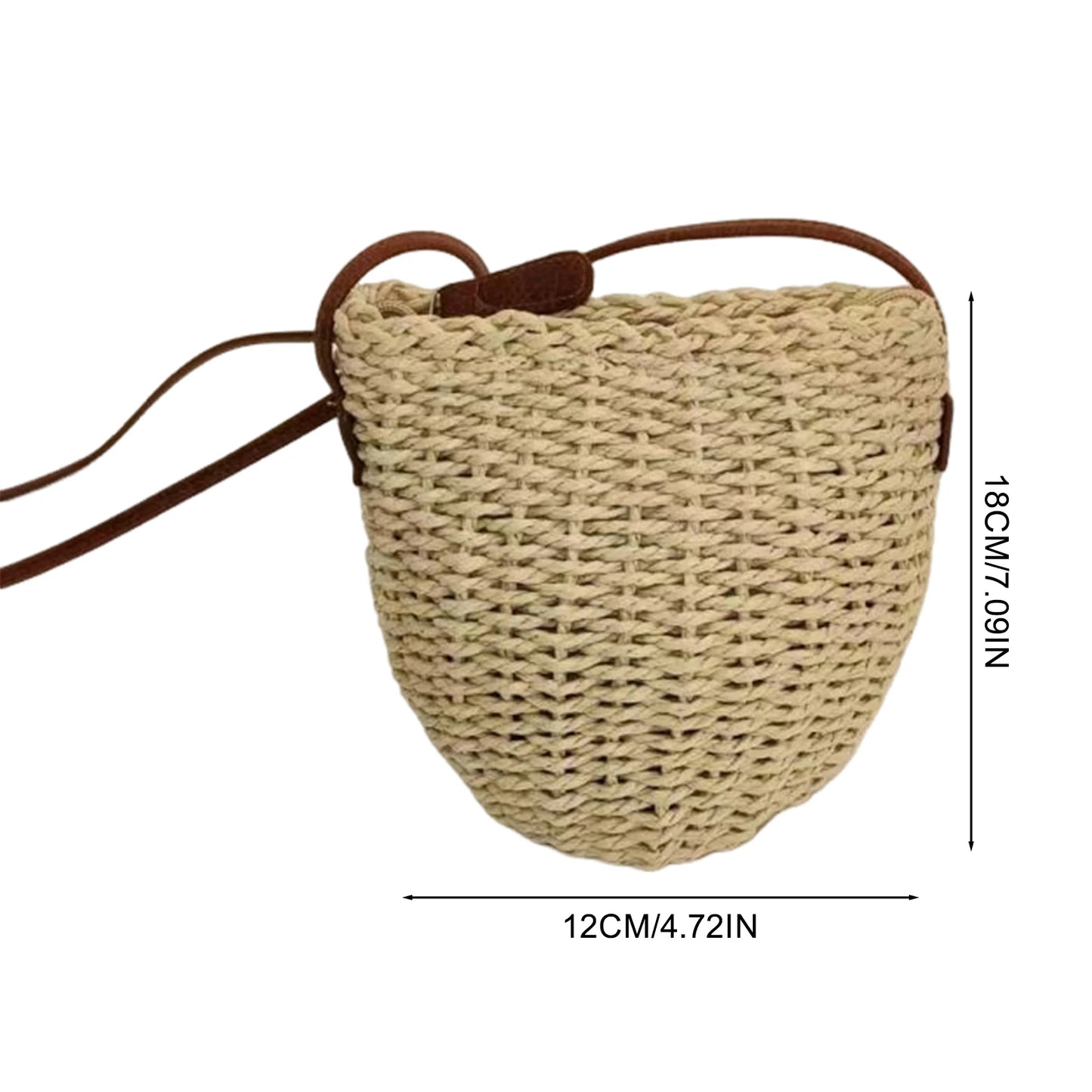 Handwoven Straw Bucket Bag For Women Vintage Style Natural Wicker Crossbody Shoulder Bag With Adjustable Strap Peaceful Pleasures Health and Wellness