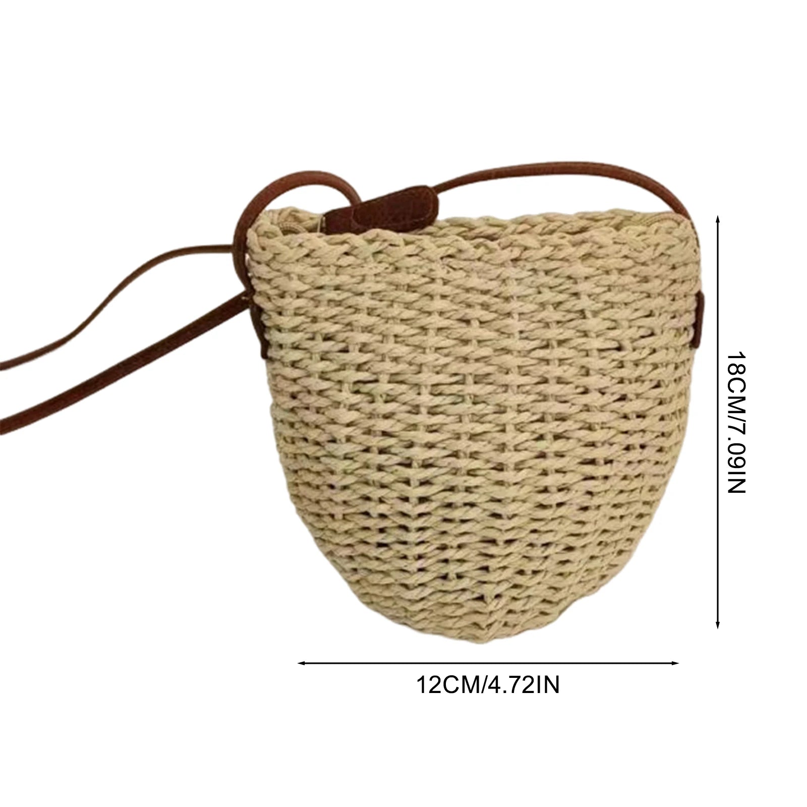 Handwoven Straw Bucket Bag For Women Vintage Style Natural Wicker Crossbody Shoulder Bag With Adjustable Strap Peaceful Pleasures Health and Wellness