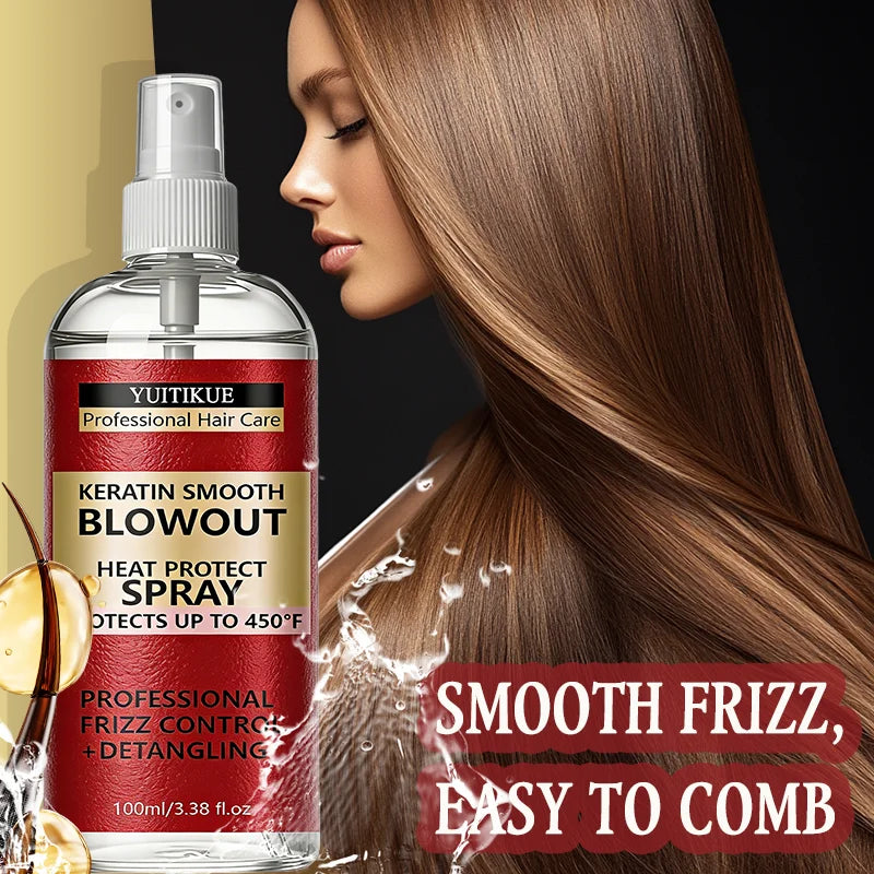 YUITIKUE Keratin Heat Protect Spray | 450°F Frizz Control Heat Protect Spray Peaceful Pleasures Health and Wellness