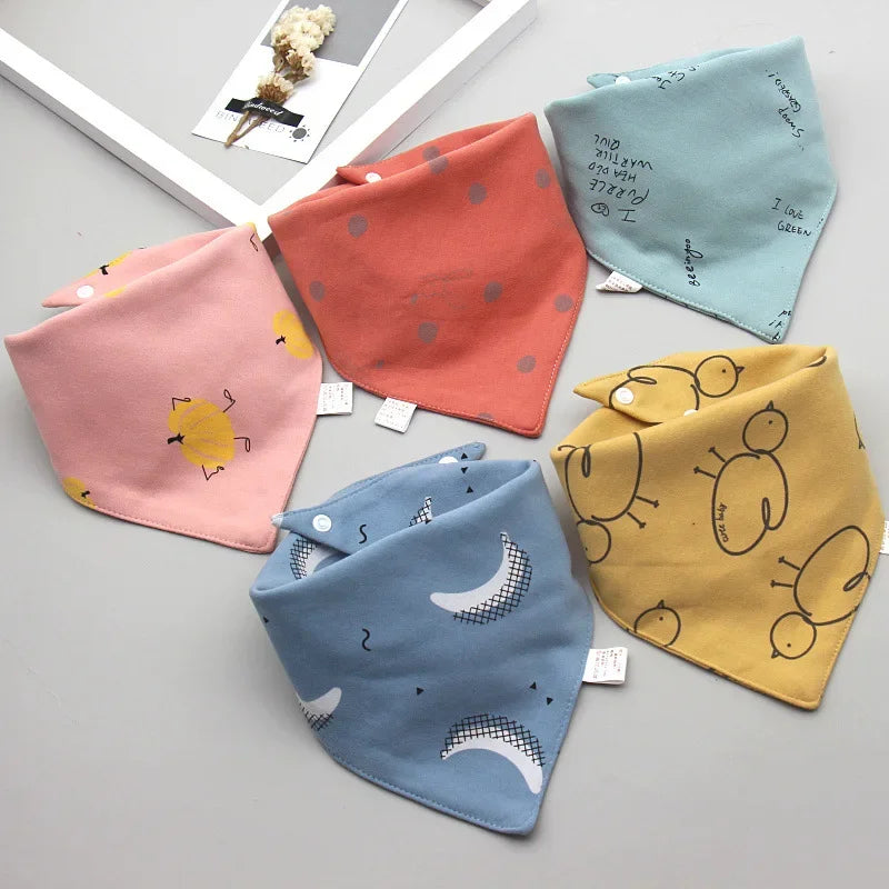 5pcs Pure Cotton Waterproof Bibs Baby Saliva Towel Triangle Scarf Newborn Boys Girls Absorbent Cloth Bib Saliva Scarf Peaceful Pleasures Health and Wellness