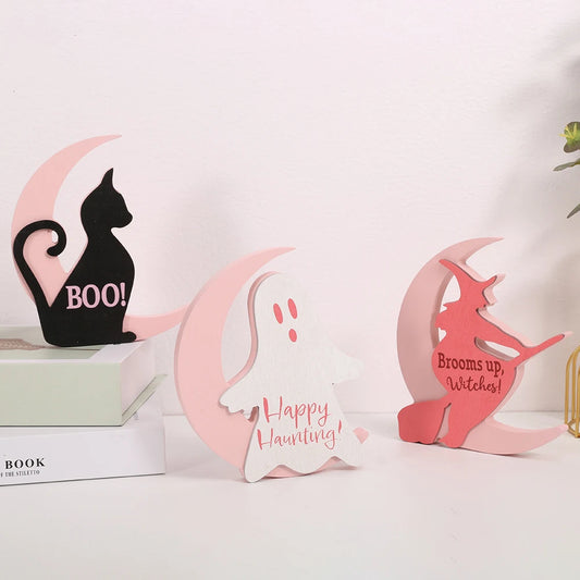 Halloween Decorations Ghost Black Cat Witch Themed Ornaments Peaceful Pleasures Health and Wellness