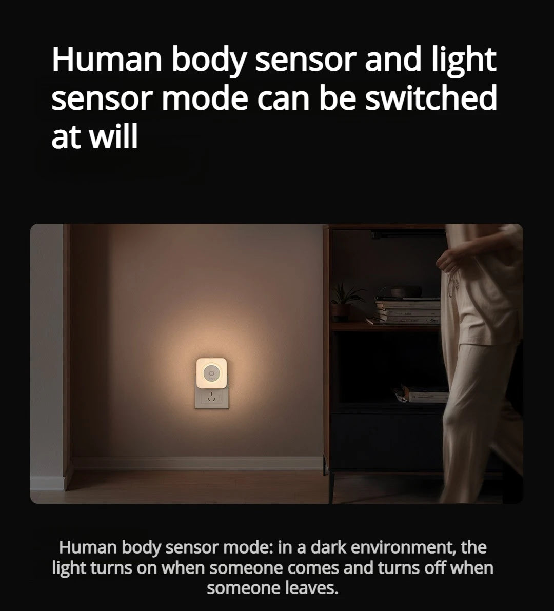 Aqara Human Body Sensor Lamp Plug-in Version LED Eye-Caring Light Dual Bedside lamp 3000K Soft Smart Sensor Night Light Peaceful Pleasures Health and Wellness