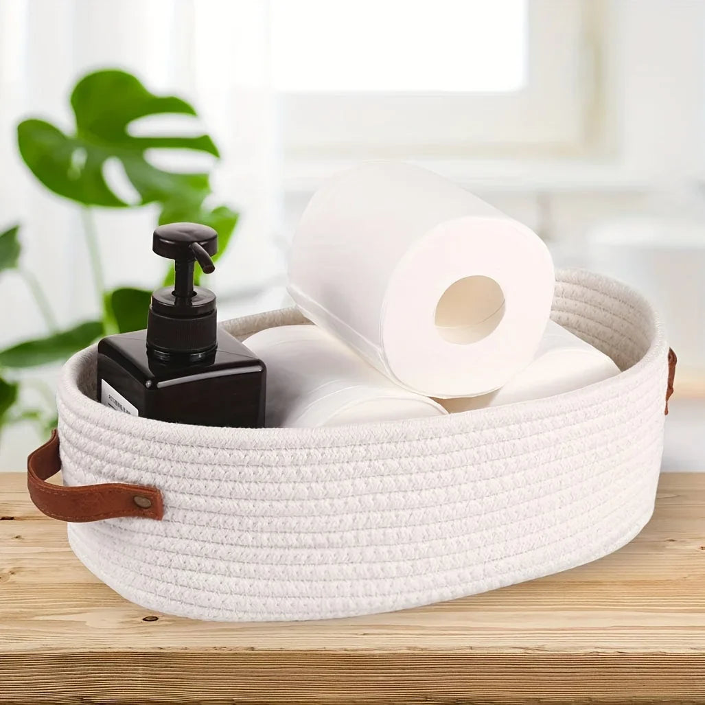 2-Pack Oval Handle Storage Baskets – Clothes & Bathroom Organizer