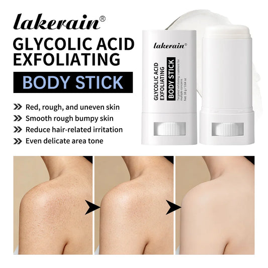 Lakerain Glycolic Acid Exfoliating Body Stick | Smooth & Moisturize Body Exfoliating Stick Peaceful Pleasures Health and Wellness