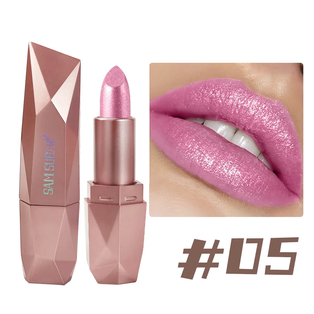 SAM SUGAR Diamond Glitter Lipstick – Metallic Pearlescent Shine