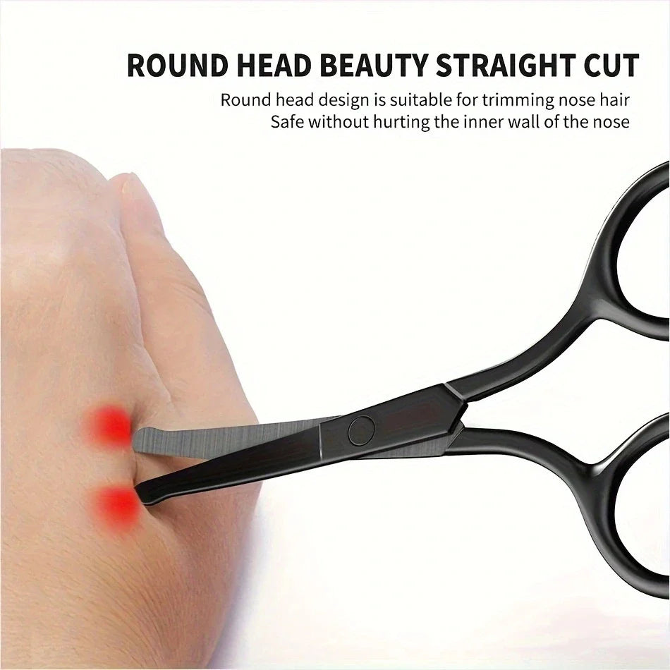 Round-Tip Safety Nose Hair Scissors – Stainless Steel, Black