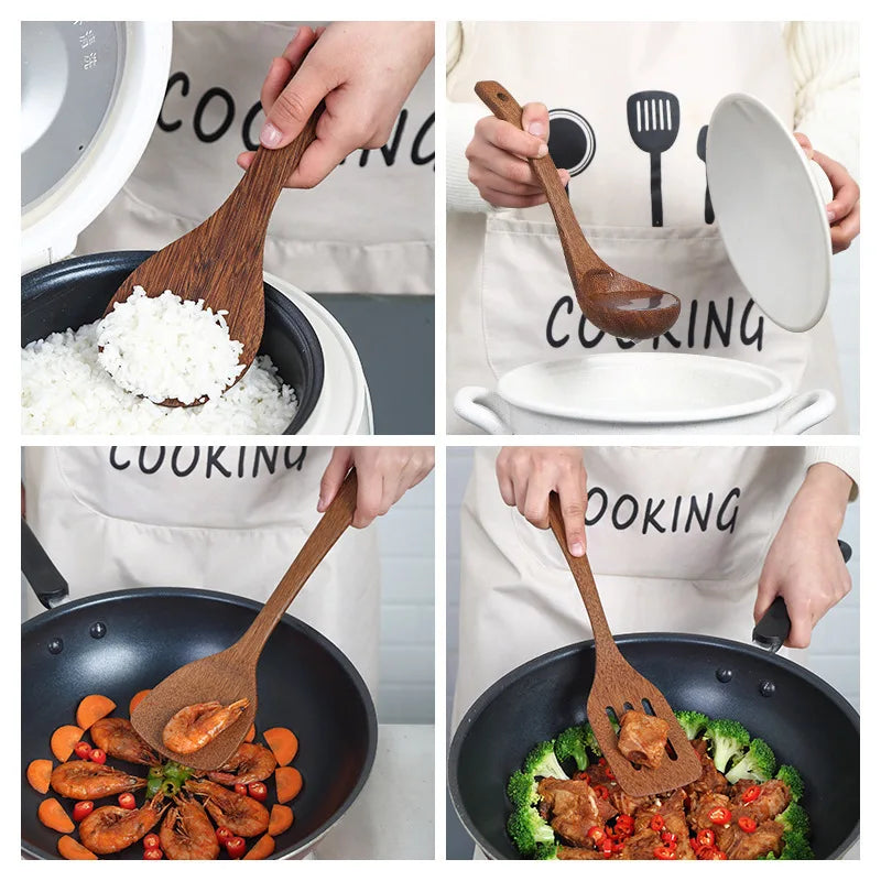 Wooden Spatula Set – Non-Stick Safe Kitchen Cooking Utensils