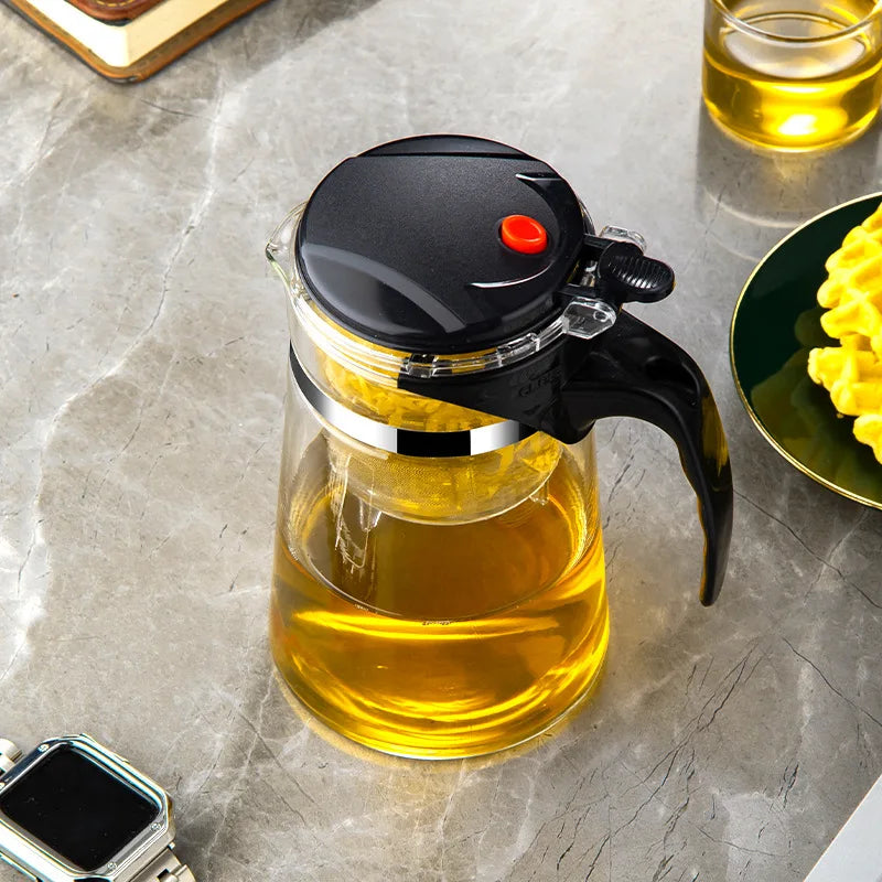 HMLOVE Heat Resistant Glass Teapot Puer Kettle Tea Infuser Filter