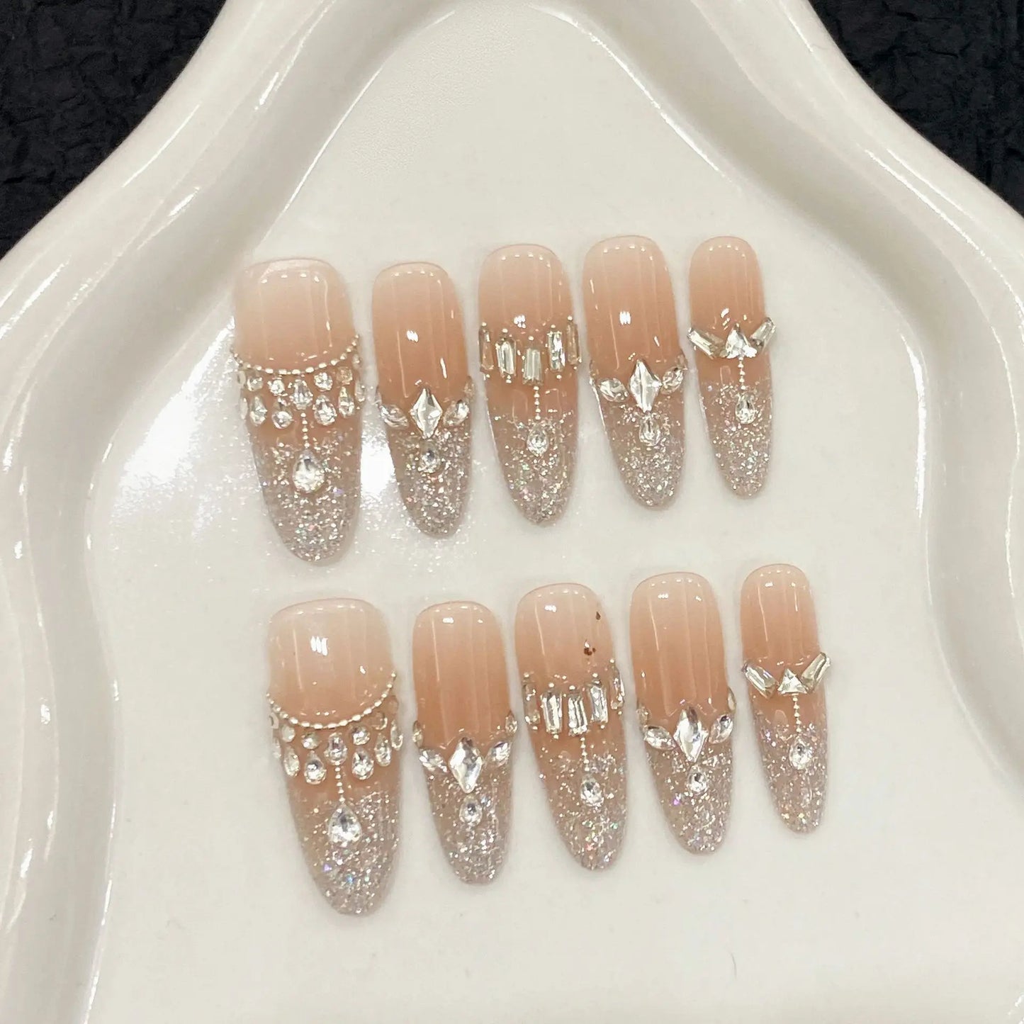 10pcs Handmade Press on Nails Sweet Pink Ballet Lady Fake Nail Tips Wearable Detachable Fashion Pearl Diamond Decor False Nails Peaceful Pleasures Health and Wellness S 1
