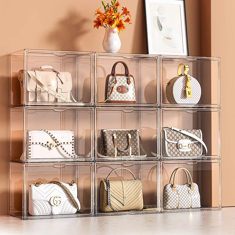 Premium Oversized Handbag Storage Organizer - Luxury Designer Bag Display Case with Acrylic Cover & Dust-Proof Wardrobe Shelf Peaceful Pleasures Health and Wellness