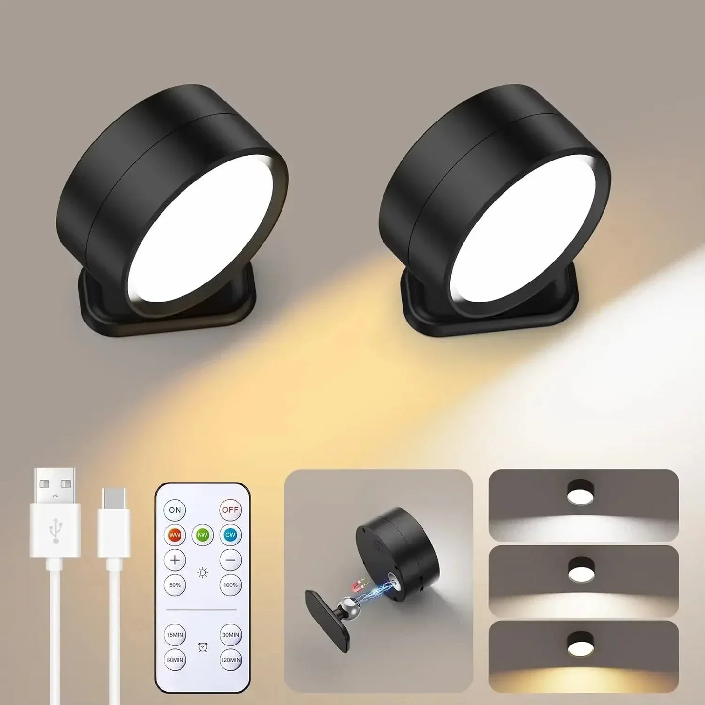 LED Wall Sconce | Dimmable USB Rechargeable Magnetic Light