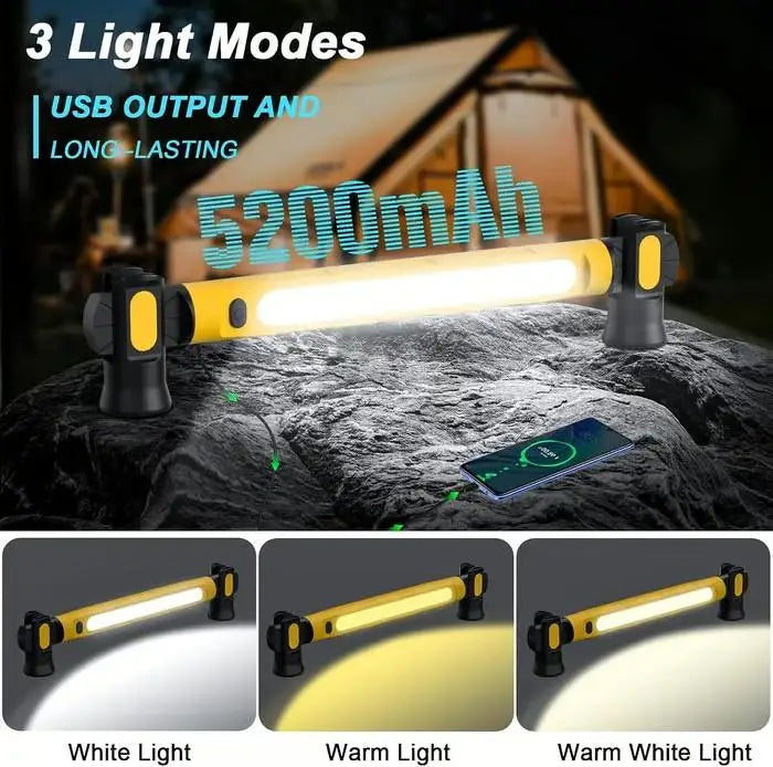 Under Hood Work Light Bar,3000LM LED Magnetic Light Bar with Hooks,5200mAh Cordless Rechargeable Hood Light for car repair Peaceful Pleasures Health and Wellness
