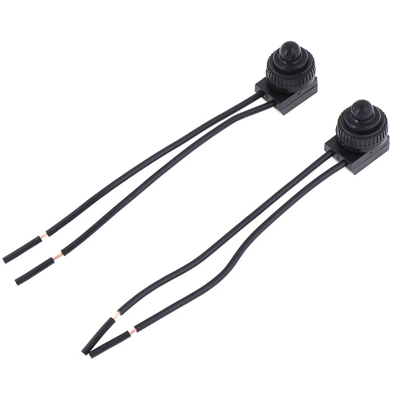 2PCS 12V Waterproof Push Button On-Off Switch With 4" Lead Wire Black Peaceful Pleasures Health and Wellness 12V One Size
