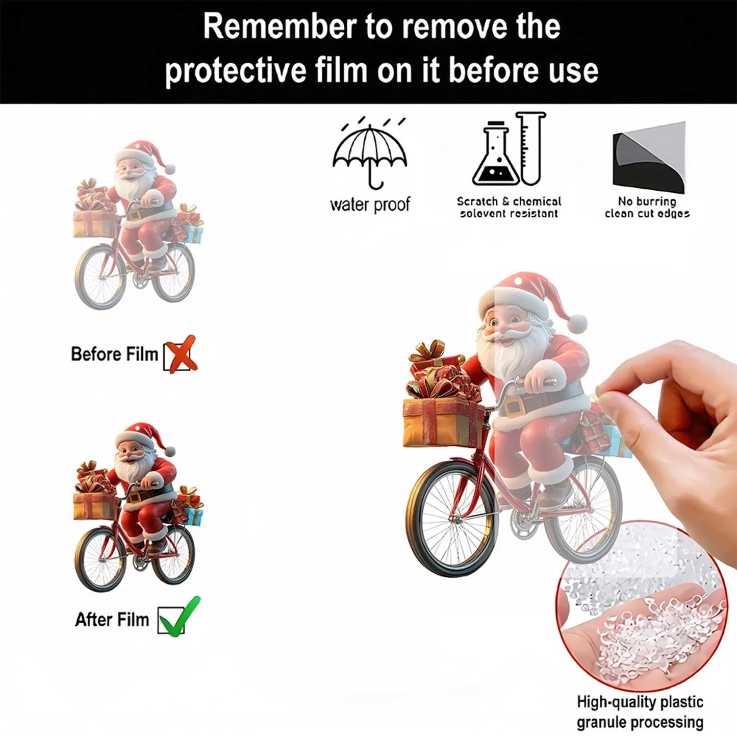 Acrylic 2D Christmas Ornaments – Santa & Snowman Pendants