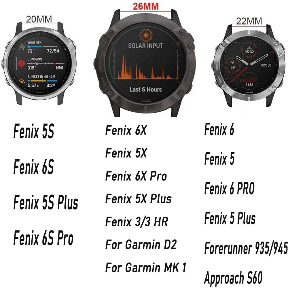 Silicone Band for Garmin Fenix 7S 6S 5S – 20/22/26mm Strap Peaceful Pleasures Health and Wellness