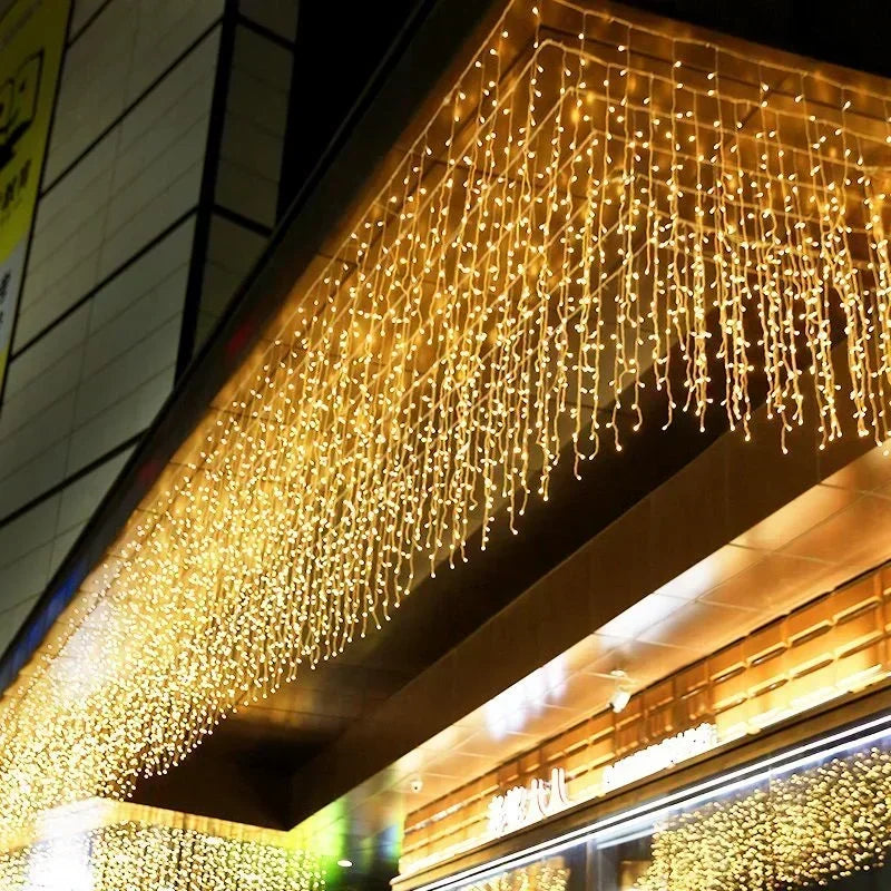 4M LED Icicle Curtain Lights | 8 Modes | Christmas & Garden