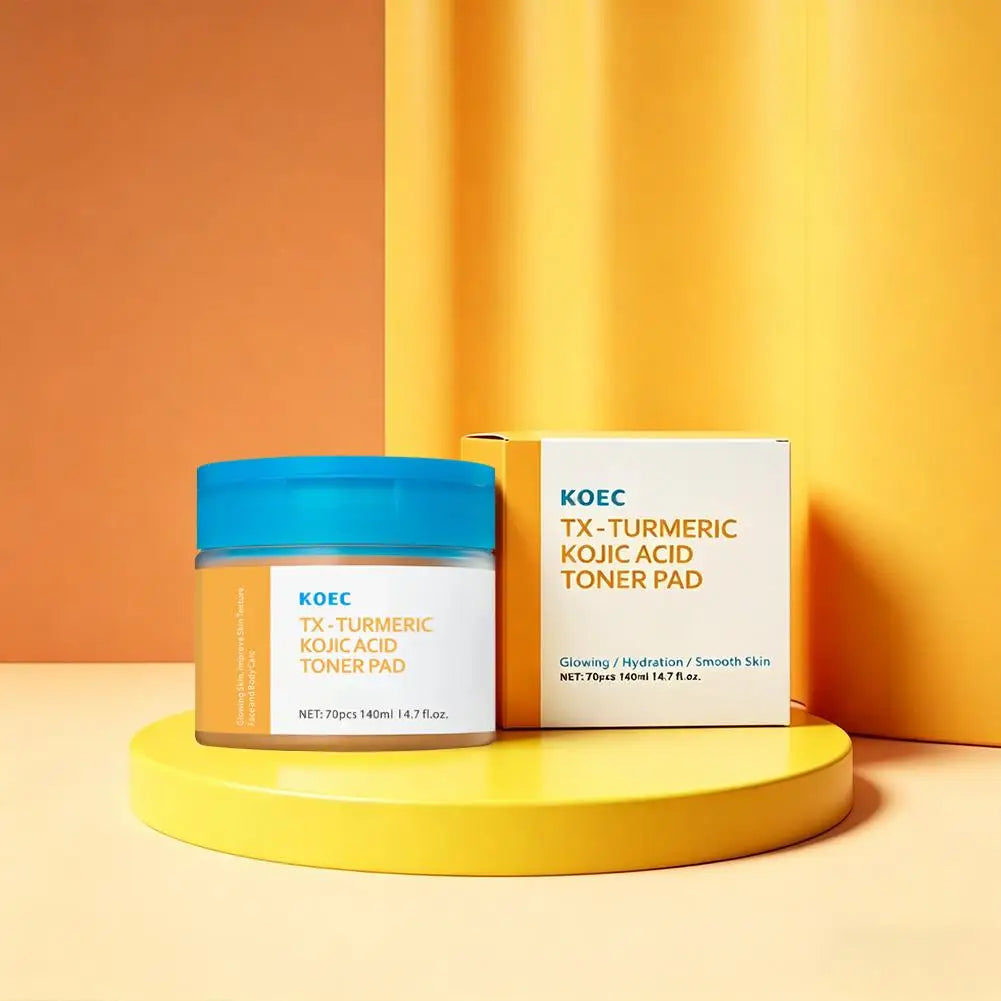 140ml 70pcs TX-Turmeric Kojic Acid Toner Cleansing Pad Smoothing Nourishing Improve Skin Texture Enhance Overall Tone Face Care Peaceful Pleasures Health and Wellness