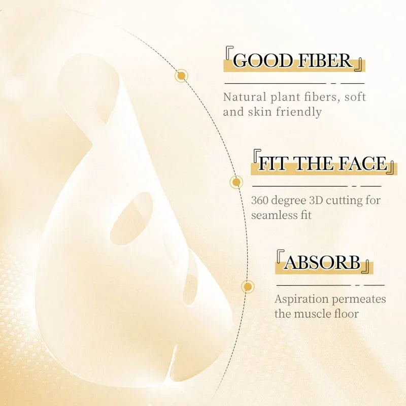Sadoer 24K Gold Vitamin C & Hyaluronic Acid Face Mask 10-Pc