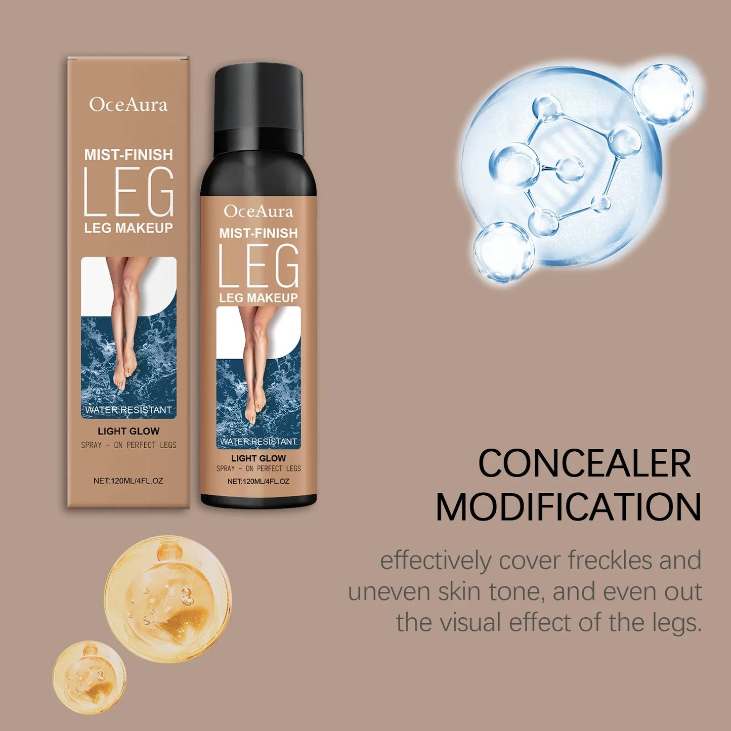 OceAura Bronze Leg Foundation Spray – Body Concealer & Tan