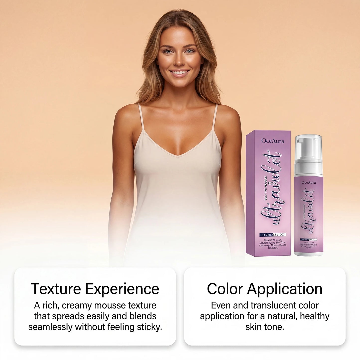 Sunless Self Tan Mousse – Instant Bronze Glow, Hydrating Foam Peaceful Pleasures Health and Wellness
