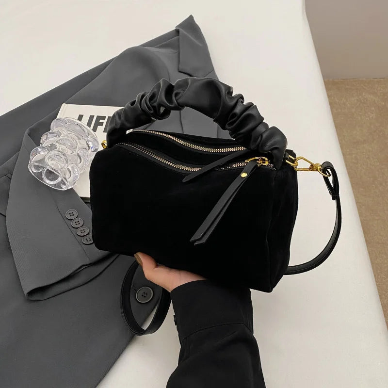 New Maillard Style Suede Small Square Bag Autumn Winter Fashion Versatile Large Capacity Commuter Shoulder Crossbody Pillow Bag Peaceful Pleasures Health and Wellness