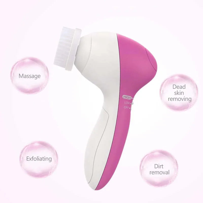 High Quality Hand Held Electric Facial Brush Acne Treatment Pore Cleaner Exfoliators Waterproof 5 1 Face Cleansing Tool 2 Speed Peaceful Pleasures Health and Wellness