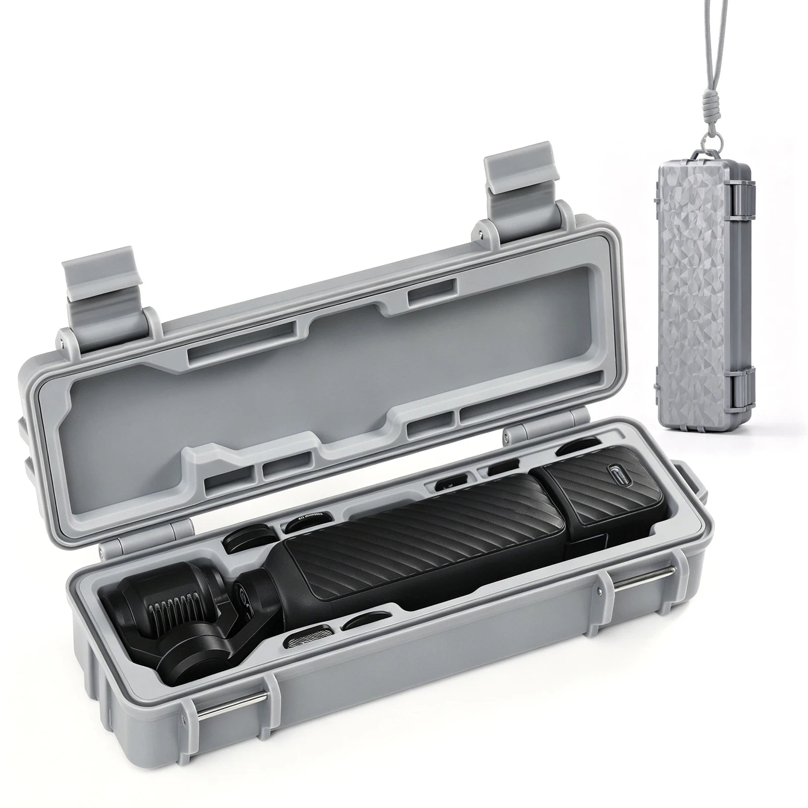 For DJI Pocket 4 Hard Case IP67 Waterproof Shockproof Travel Storage Box With Silicone Liner Carabiner Lanyard Peaceful Pleasures Health and Wellness Gray(Barebone)