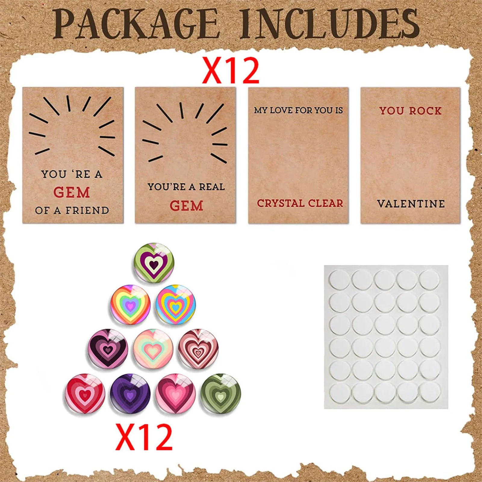 Creative Cards with Heart Shape Crystal Stones Sweet Delicate Exquisite Craftasmanship Gift Cards for Present Blessing Cards Peaceful Pleasures Health and Wellness