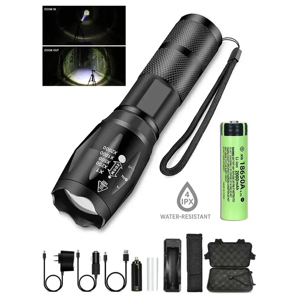ZHIYU 1200 Lumen Zoomable LED Flashlight – 5 Modes, Waterproof