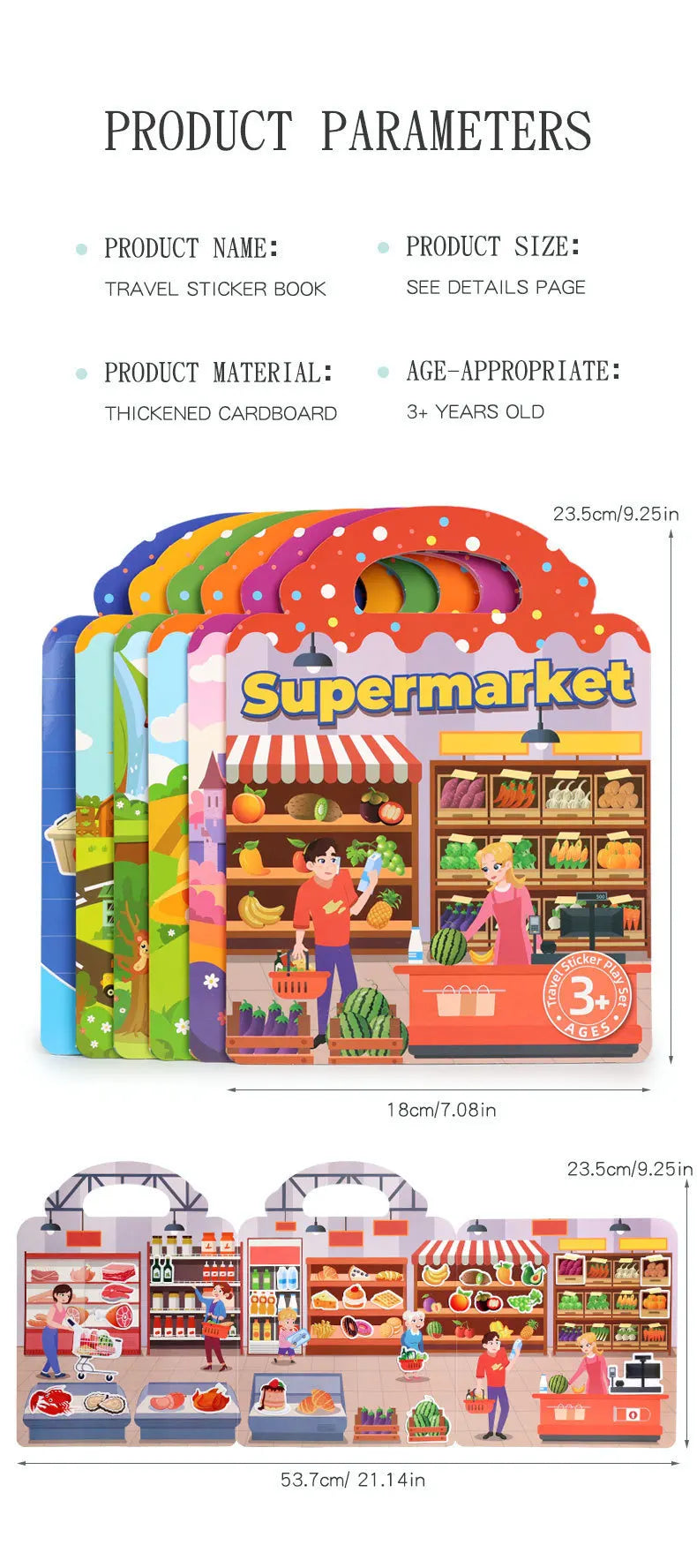 Reusable Sticker Books Kids Ages 3-6 Portable Travel Activity Book