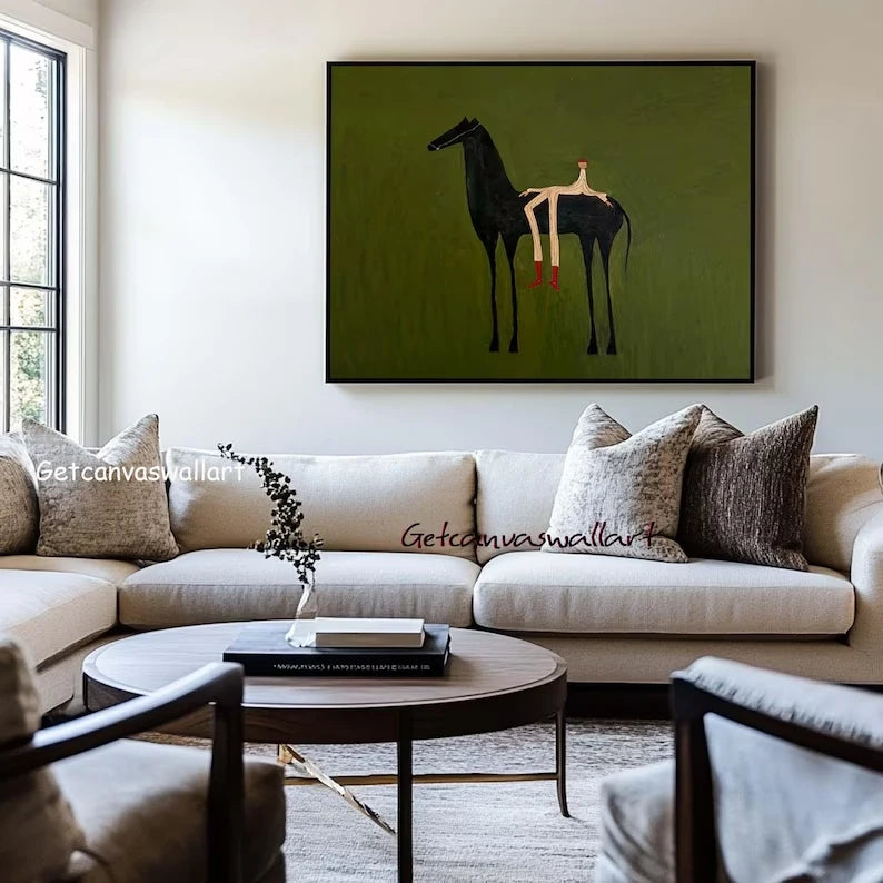 Modern Abstract Western Horse Canvas Wall Art Print Poster