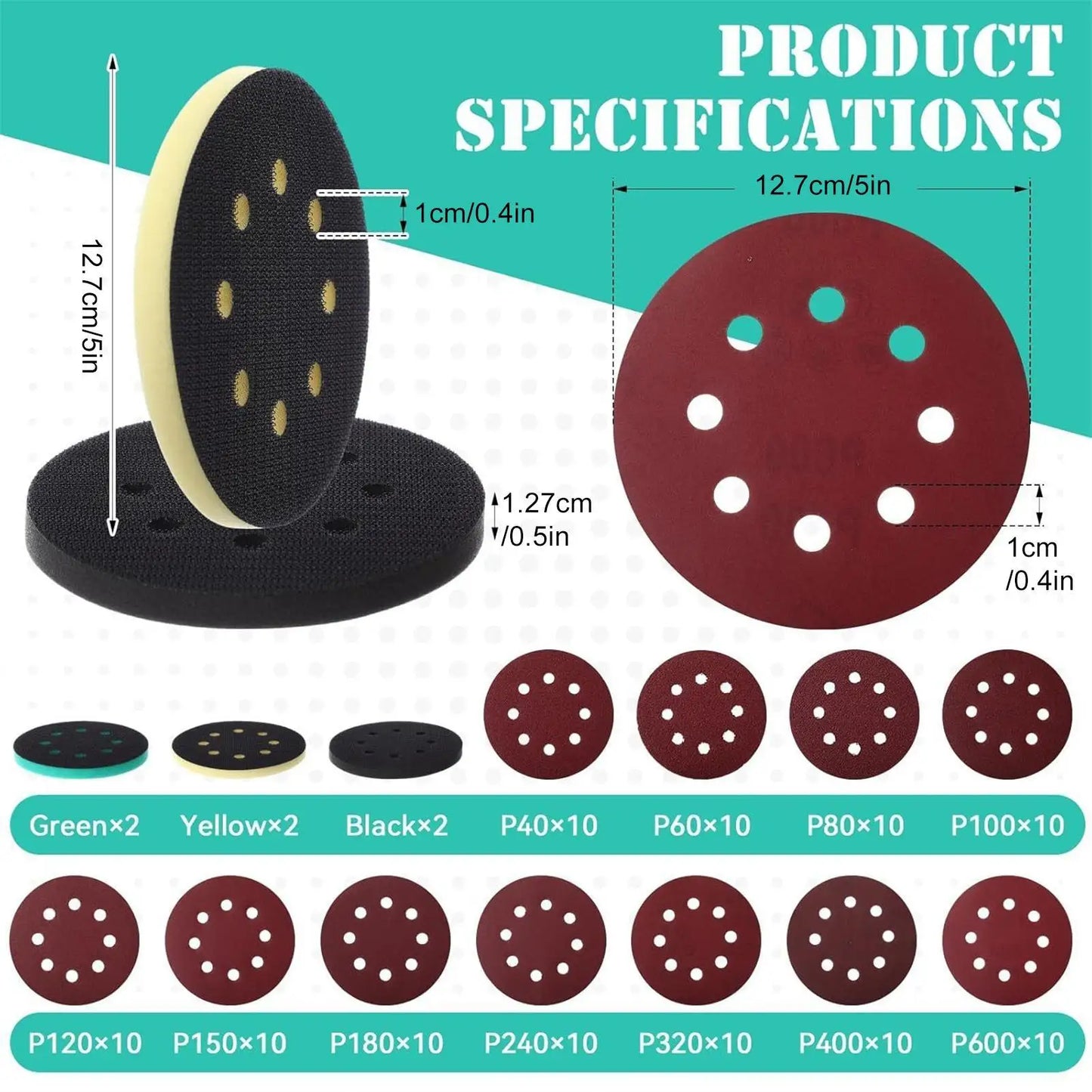 5-Inch 8-Hole Orbital Sander Pads & Sanding Discs – 116 Pcs Sander Pads & Discs Peaceful Pleasures Health and Wellness