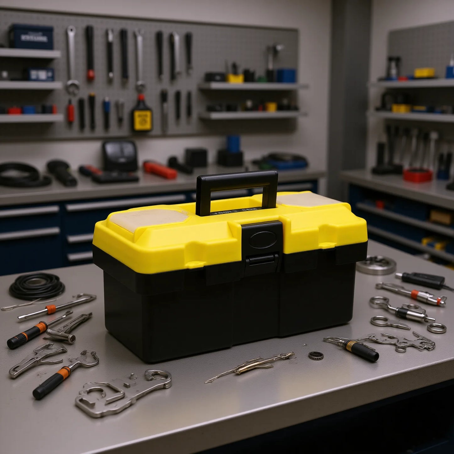 13-Inch Lockable Tool Box Organizer with Removable Tray
