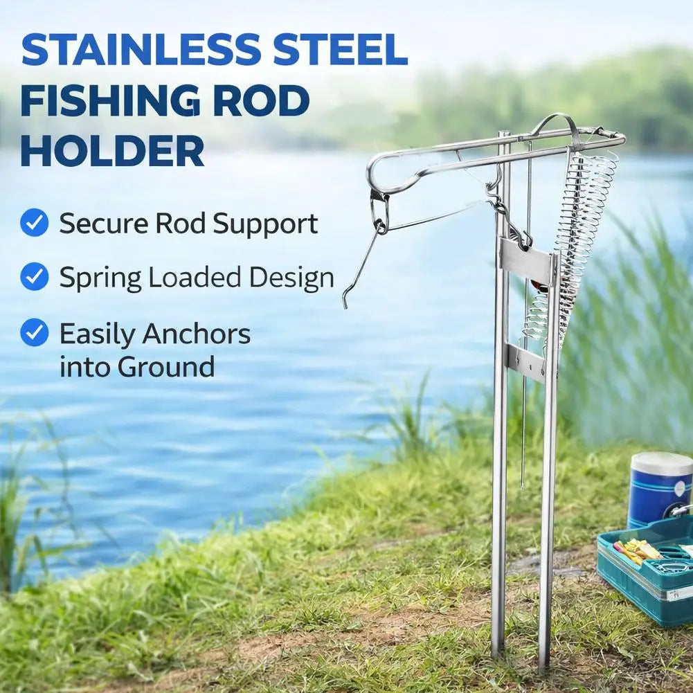 Automatic Spring Fishing Rod Holder Portable Foldable Stand for Outdoor Bank Fishing Ground Insert Fishing Pole Support Bracket Peaceful Pleasures Health and Wellness
