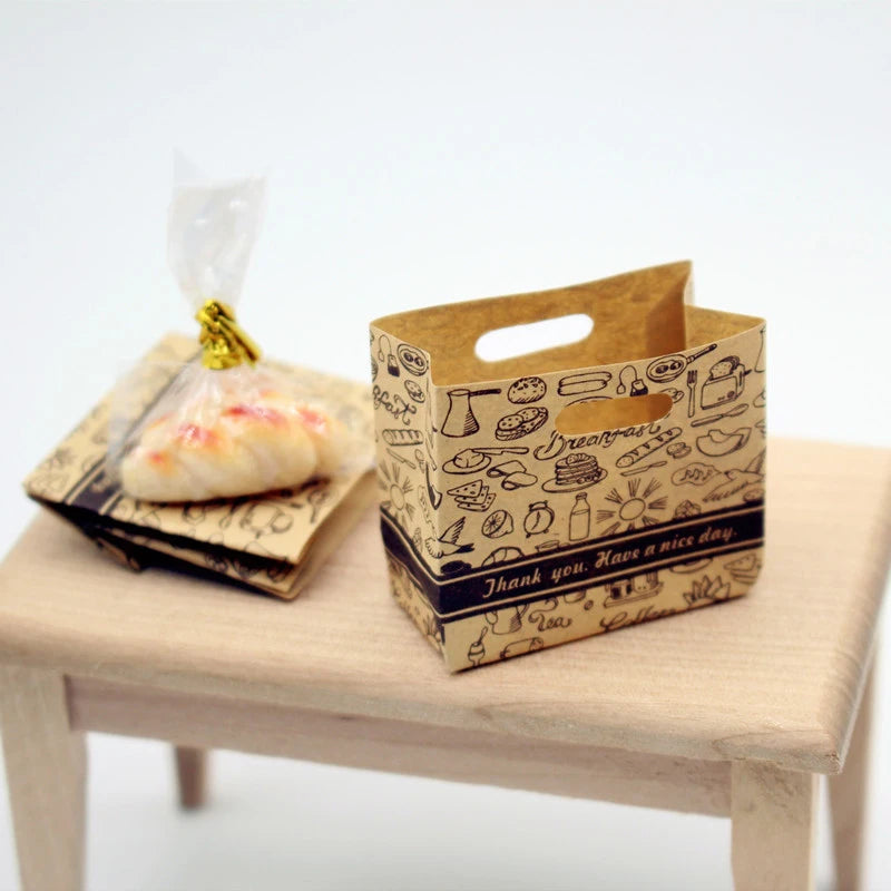 1/12 Dollhouse Mini Bread Bags | Cowhide Paper Accessories 2pcs