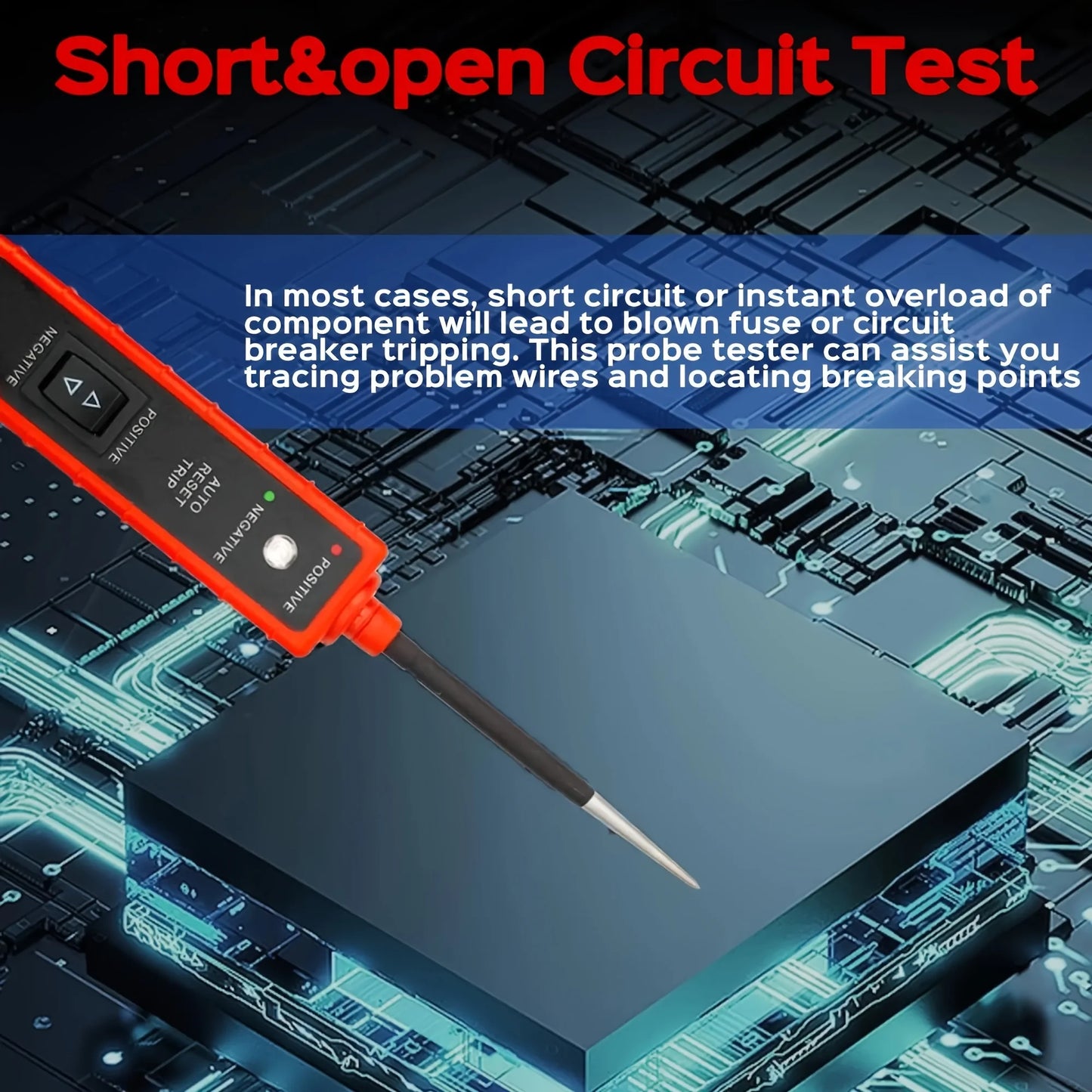 The circuit tester tool measures 6-24V DC with test lights, short circuit detection, polarity identification, continuity tester Peaceful Pleasures Health and Wellness