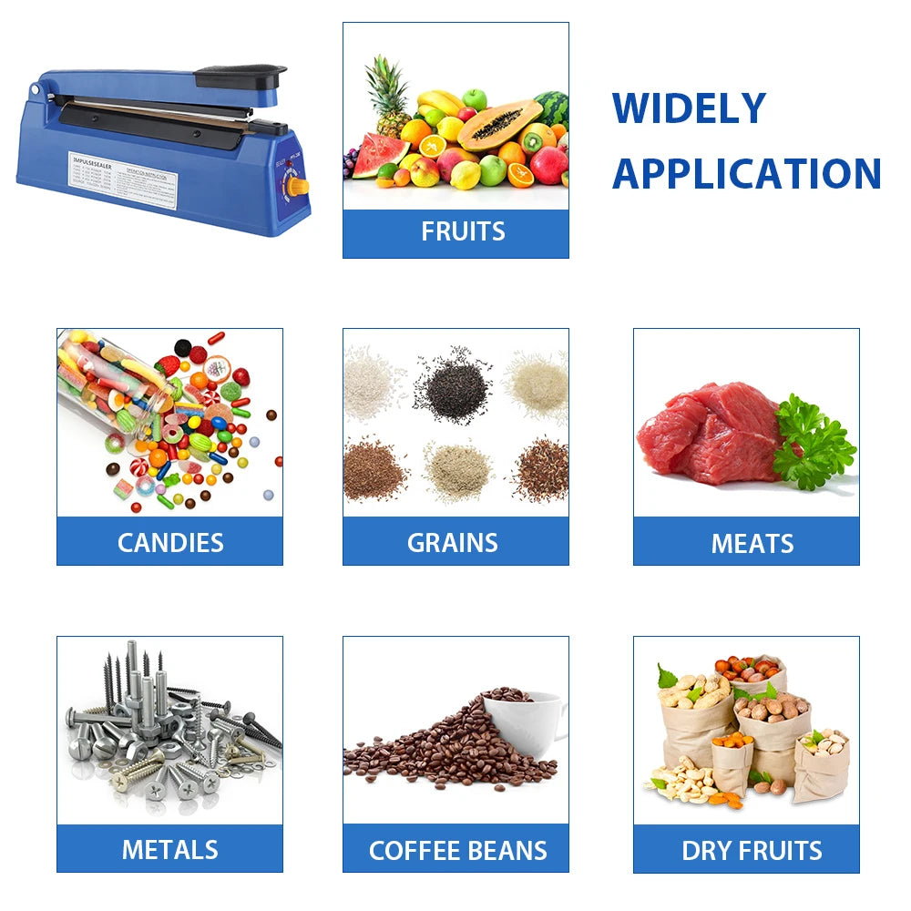 200mm Heat Sealing Machine Home Impulse Sealer Kitchen Food Vacuum Seal Kraft paper/Plastic Bag Meat/Candy/Fruit Storage 220V Peaceful Pleasures Health and Wellness