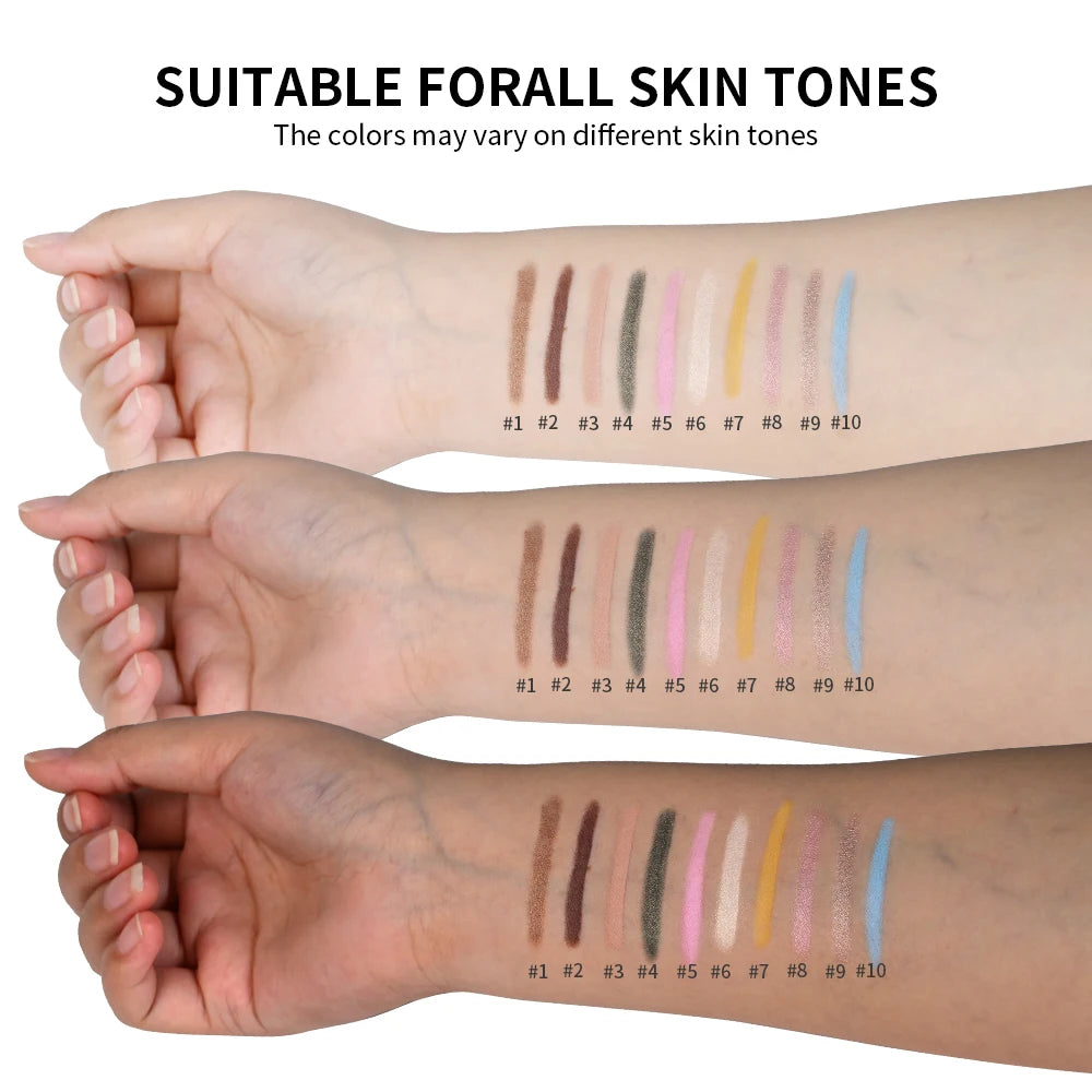 Waterproof 10 Colors Crease-proof Eyeshadow Pencil Stick Lasting Glitter Shimmer Matte Eye Shadow Highlighter Pen Eyes Makeup Peaceful Pleasures Health and Wellness