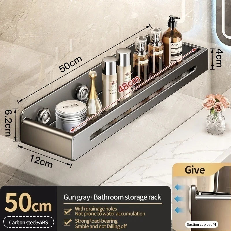 No-Drill Suction Cup Wall Shelf | Bathroom Storage Organizer