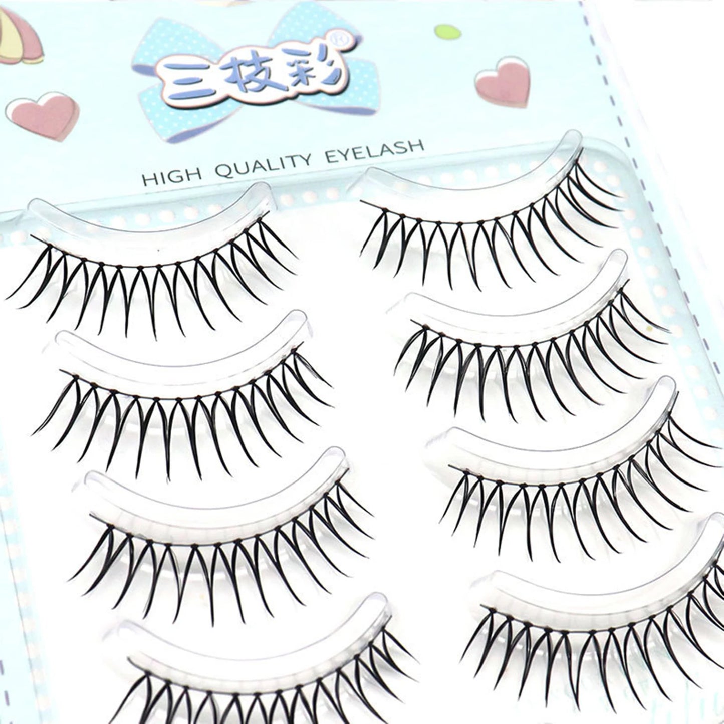 U Shape Korean False Eyelashes – 5 Pairs Natural Strip Lashes