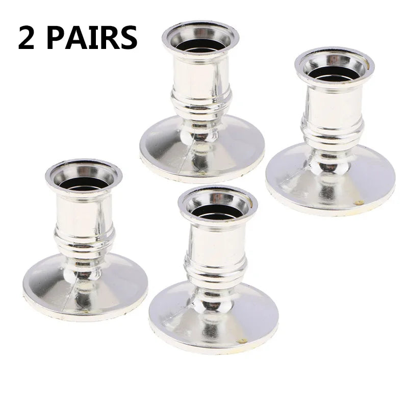 4-Pack Silver Taper Candle Holders | Classic Candlestick Base Set