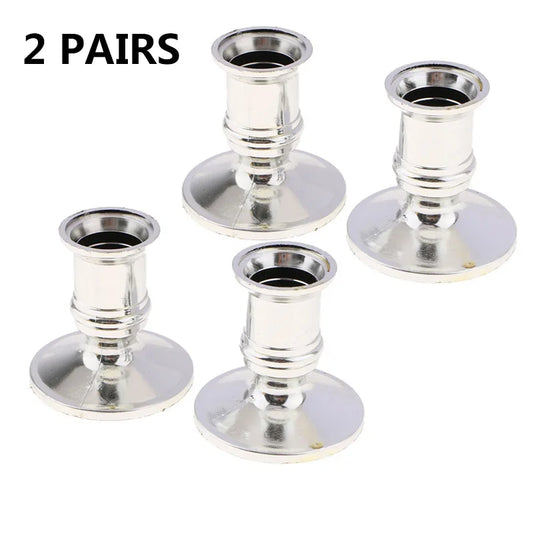 4-Pack Silver Taper Candle Holders | Classic Candlestick Base Set Taper Candle Holders Oasis Select Default Title