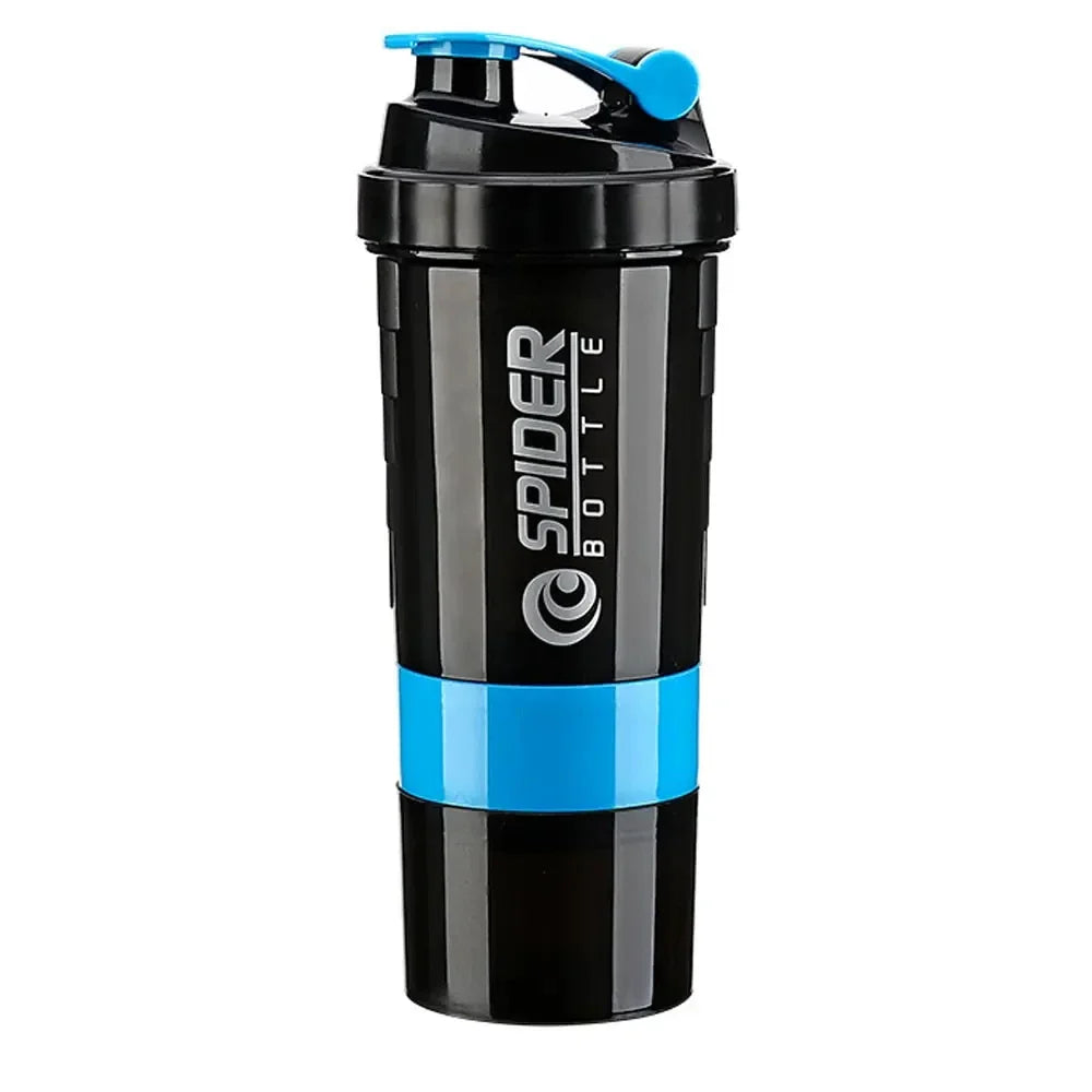 3-Layer Protein Shaker Bottle 600ml – Powder & Pill Storage