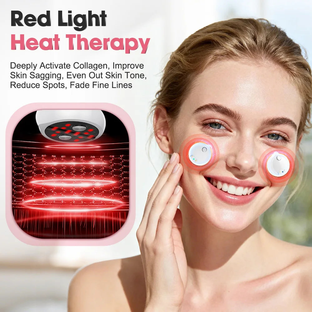 Micro-current Face/Eye Beauty Massager 660nm Red Light with Gel Patch Portable Pads Rejuvenation Dark Circles Eye Lines Remover Peaceful Pleasures Health and Wellness