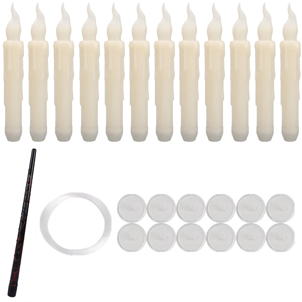 Floating Flameless LED Taper Candles + Magic Wand Remote 12/24 Pack