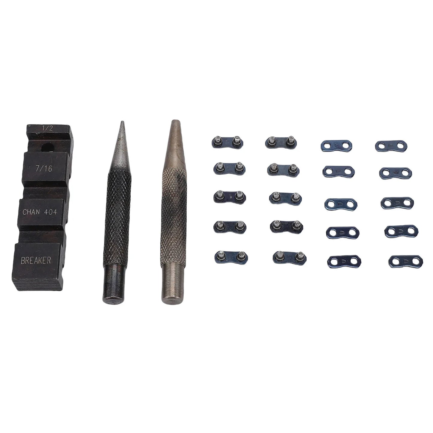 Portable Chainsaw Breaker Kit Chain Anvil and Punch Tool 10 Link Repair Preset Straps Compatible with 1/4 3/8 Inch 325 404 Pitch Peaceful Pleasures Health and Wellness A
