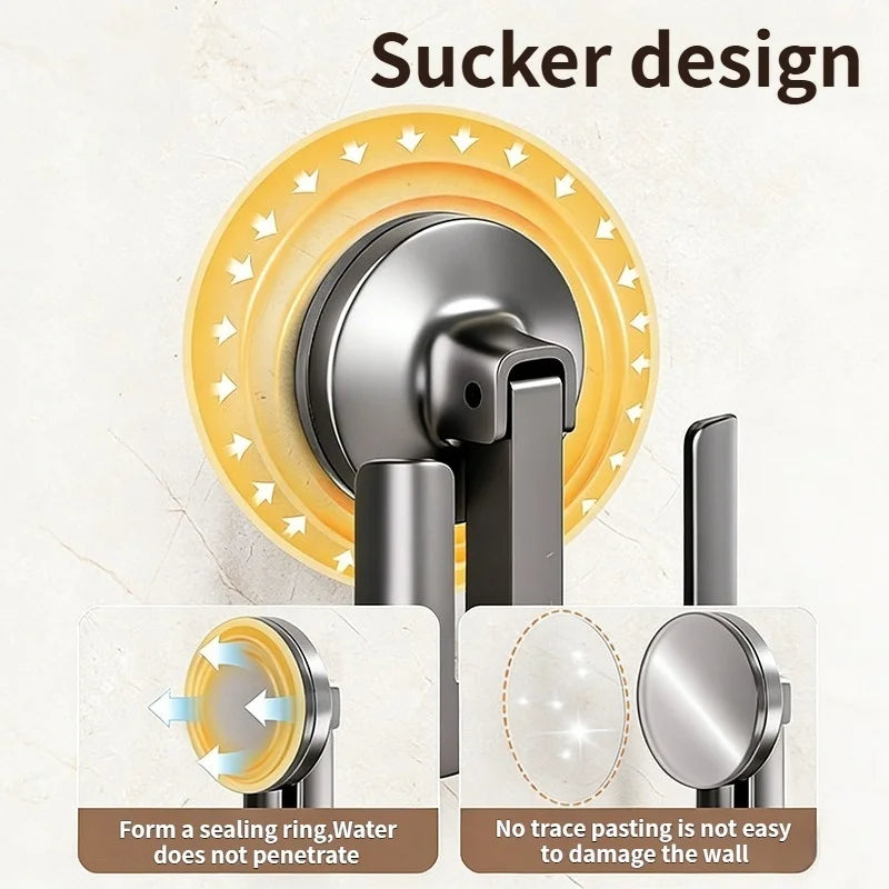Drill-Free Suction Cup Bathroom Shelf & Wall Hook Rack
