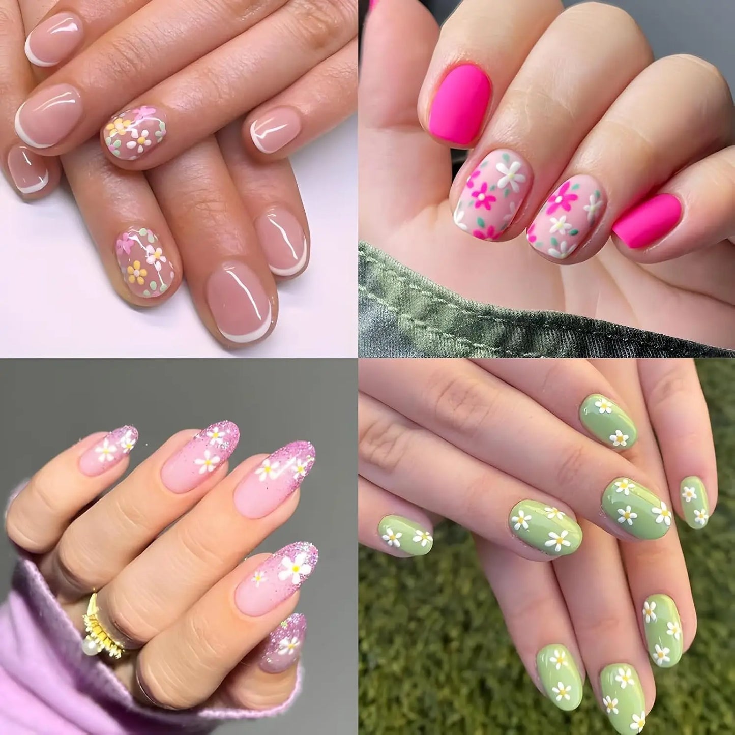 30-Sheet 3D Nail Art Stickers | Daisy Floral & Heart Decals DIY